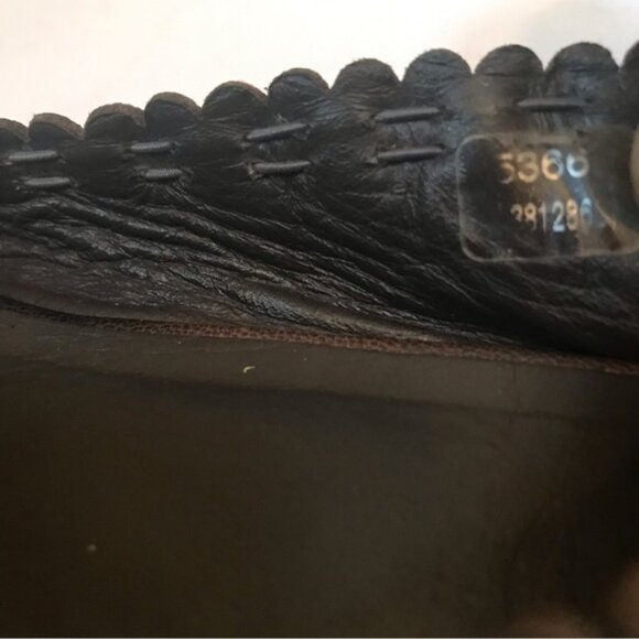 Tory Burch Leather Ballet Flats Shoes Cap Toe Logo Stretch Brown 7.5 Loafer Slip - Picture 13 of 15